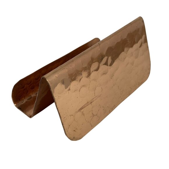Hammered Copper Business Card Holders - Set Of 2 - Home Office Desk Accessory - Picture 8 of 11
